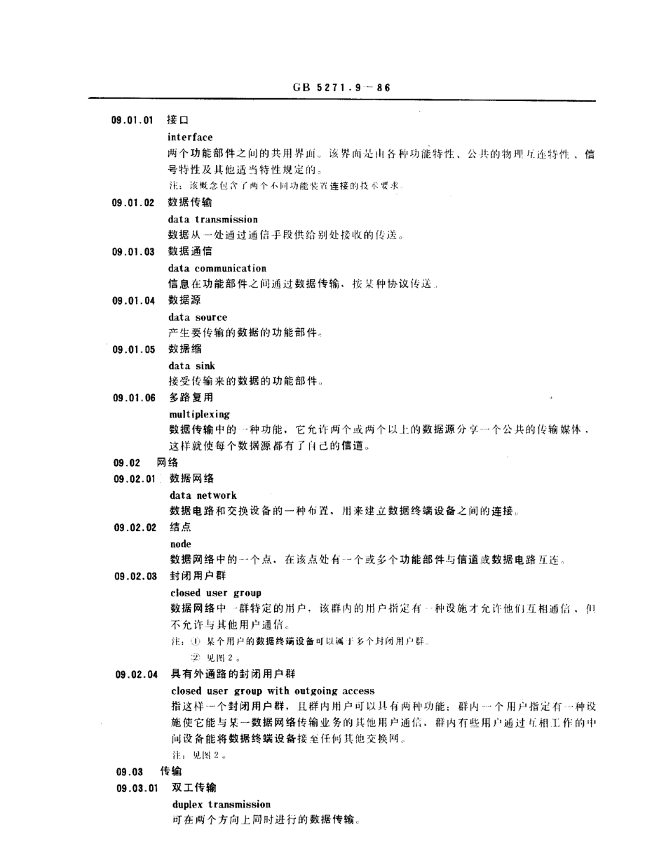 GBT 5271.9-1986 数据处理词汇 09部分 数据通信.pdf_第2页