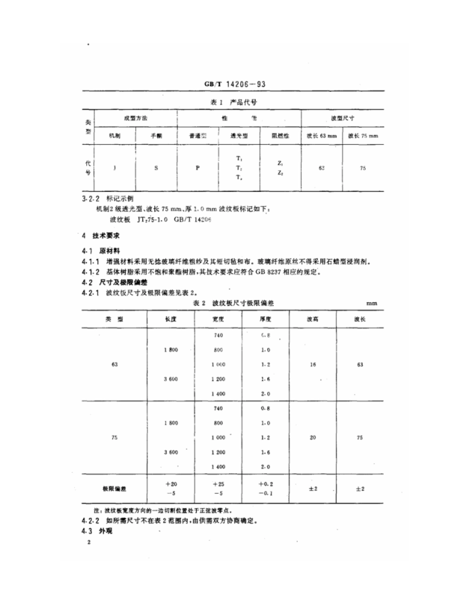GBT 14206-1993 玻璃纤维增强聚酯波纹板.pdf_第3页
