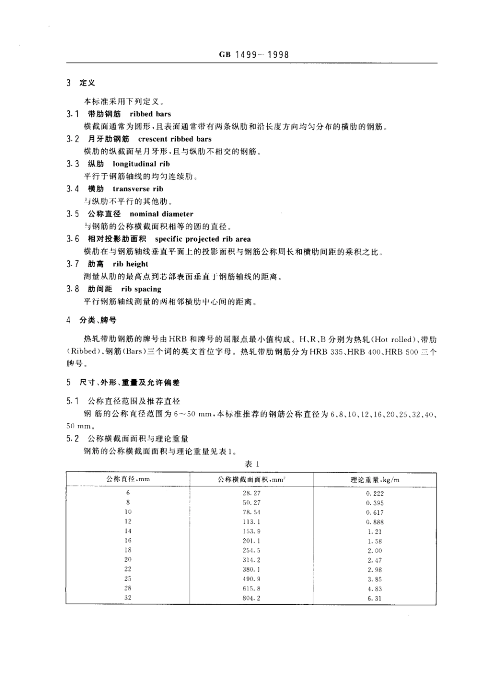 GB 1499-1998 钢筋混凝土用热轧带肋钢筋.pdf_第3页