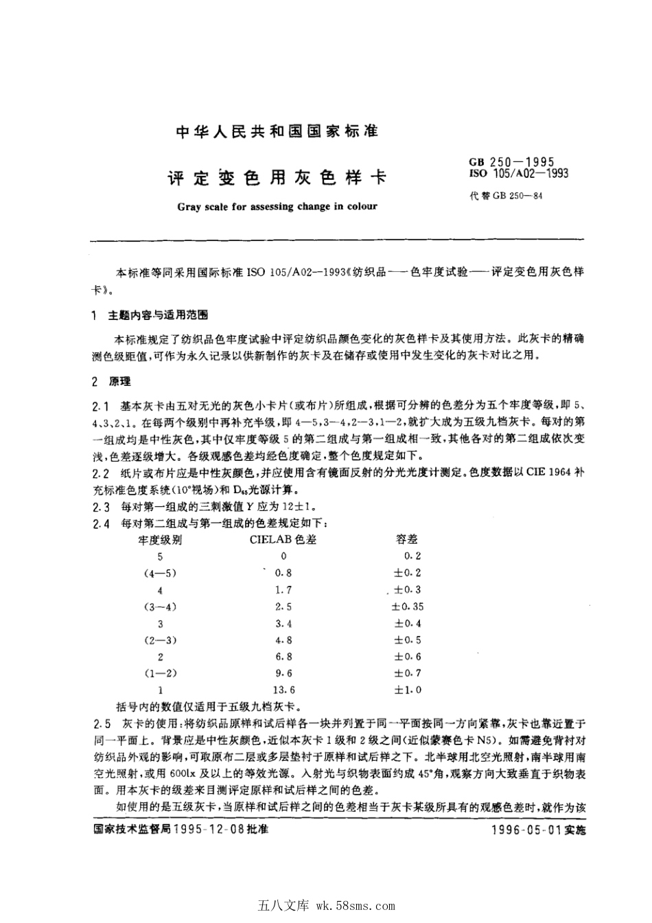GB 250-1995 评定变色用灰色样卡.pdf_第1页