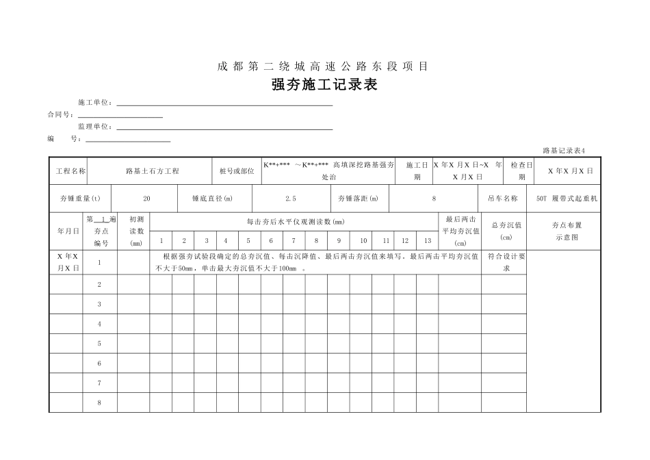 2025年工程资料模板：强夯记录表.doc_第1页