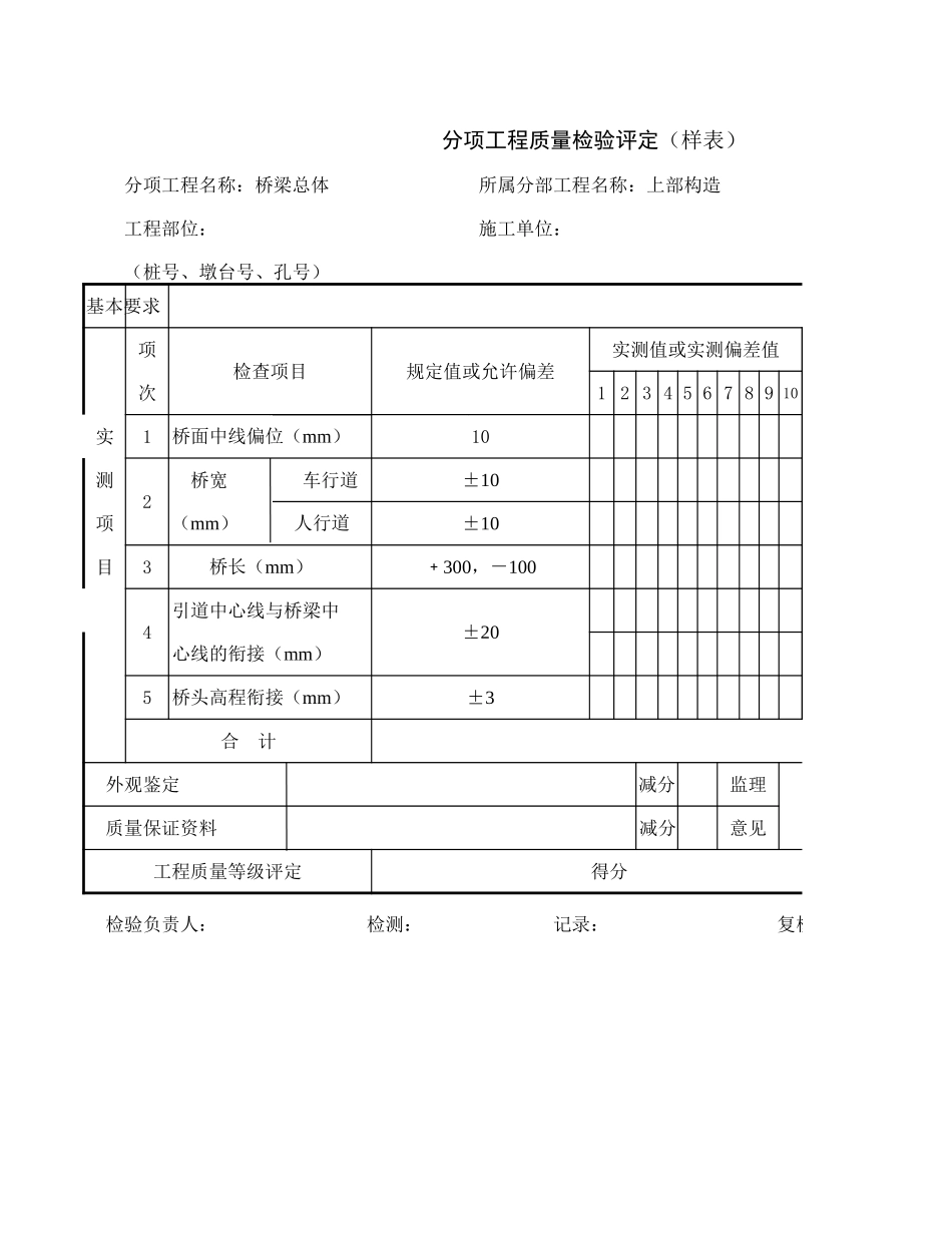 2025年工程资料模板：桥梁总体.xls_第1页