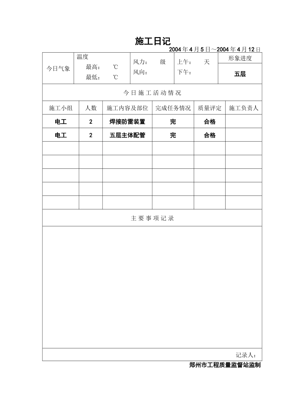 2025年工程资料模板：施工日4.doc_第1页