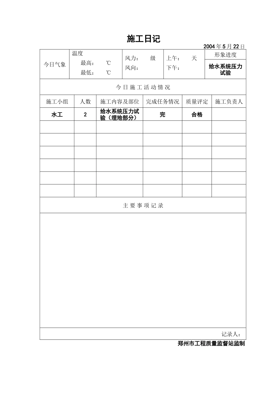 2025年工程资料模板：施工日17.doc_第1页