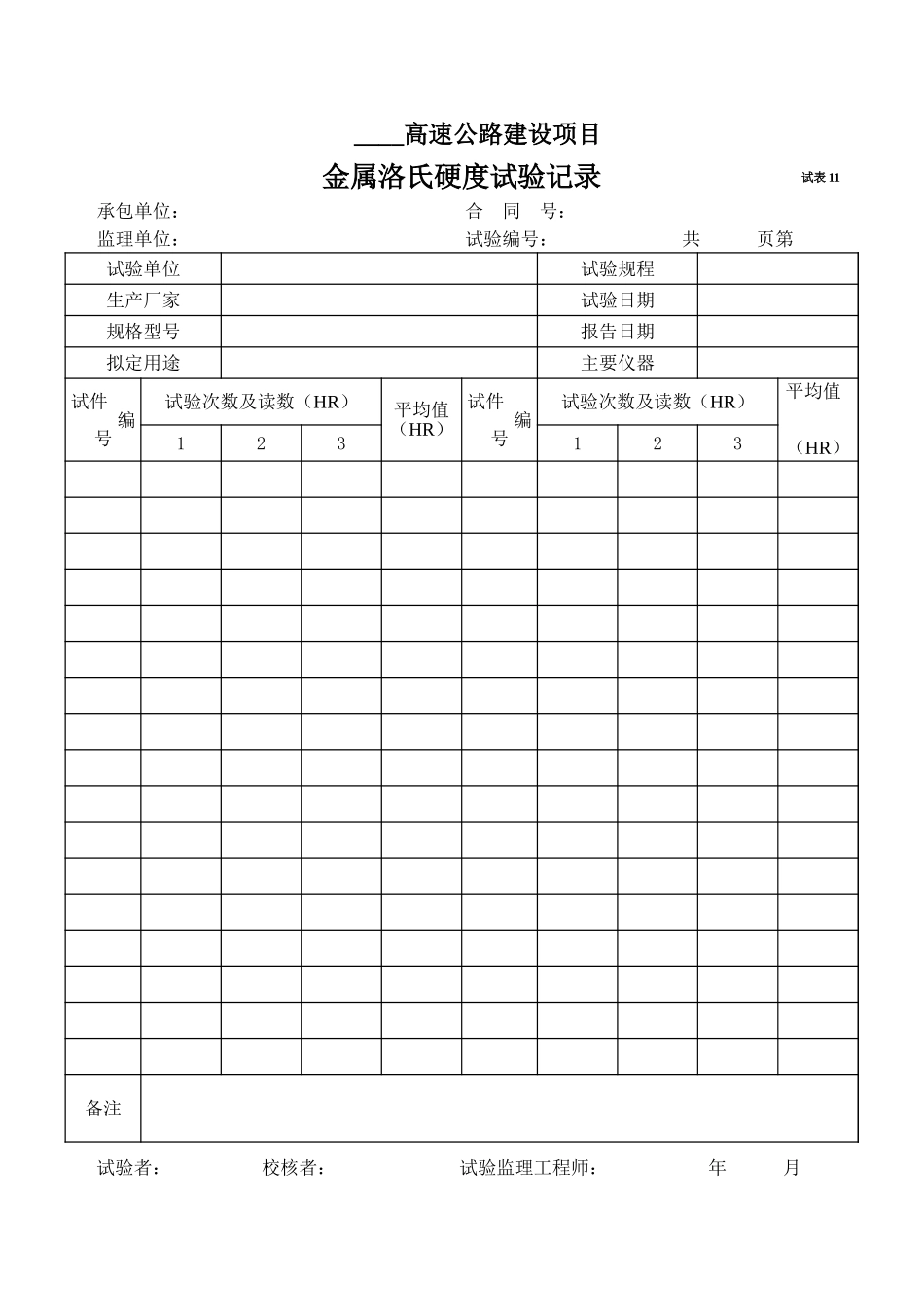 2025年工程资料模板：试表11.xls_第1页