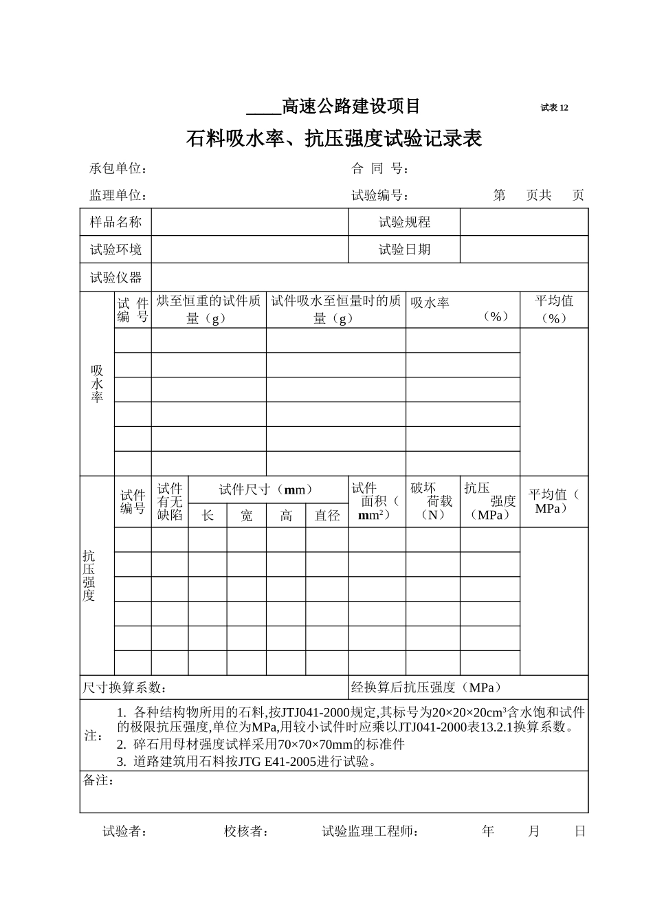 2025年工程资料模板:试表12.XLS_第1页