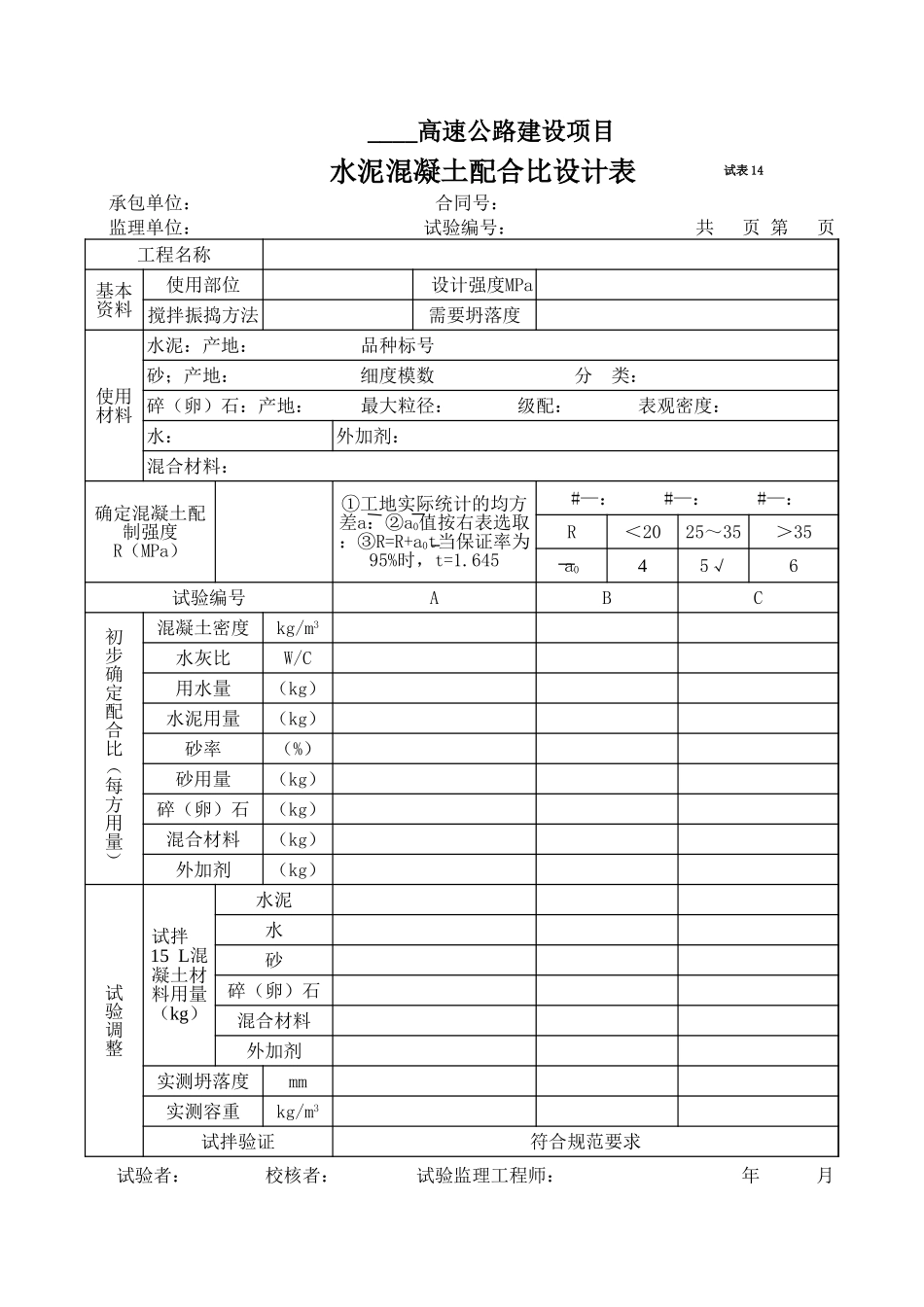 2025年工程资料模板:试表14.xls_第1页