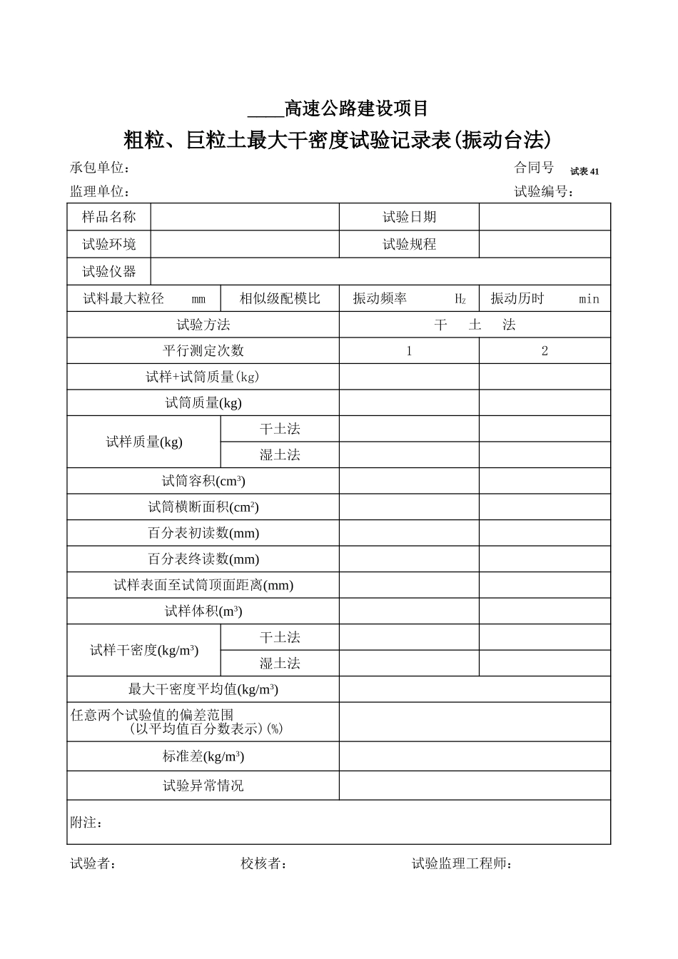 2025年工程资料模板：试表41.xls_第1页