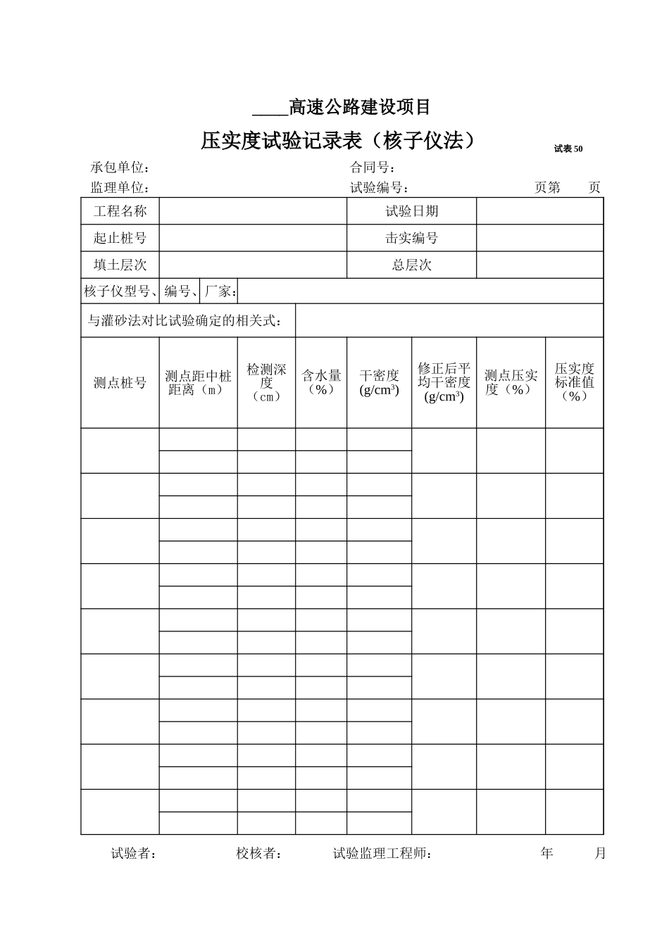 2025年工程资料模板:试表50.XLS_第1页