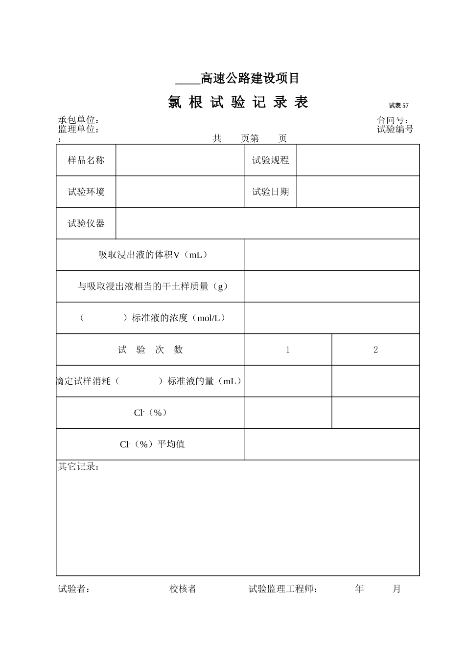 2025年工程资料模板：试表57.xls_第1页