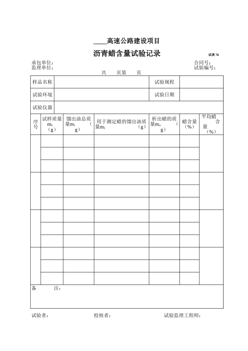 2025年工程资料模板：试表76.xls_第1页