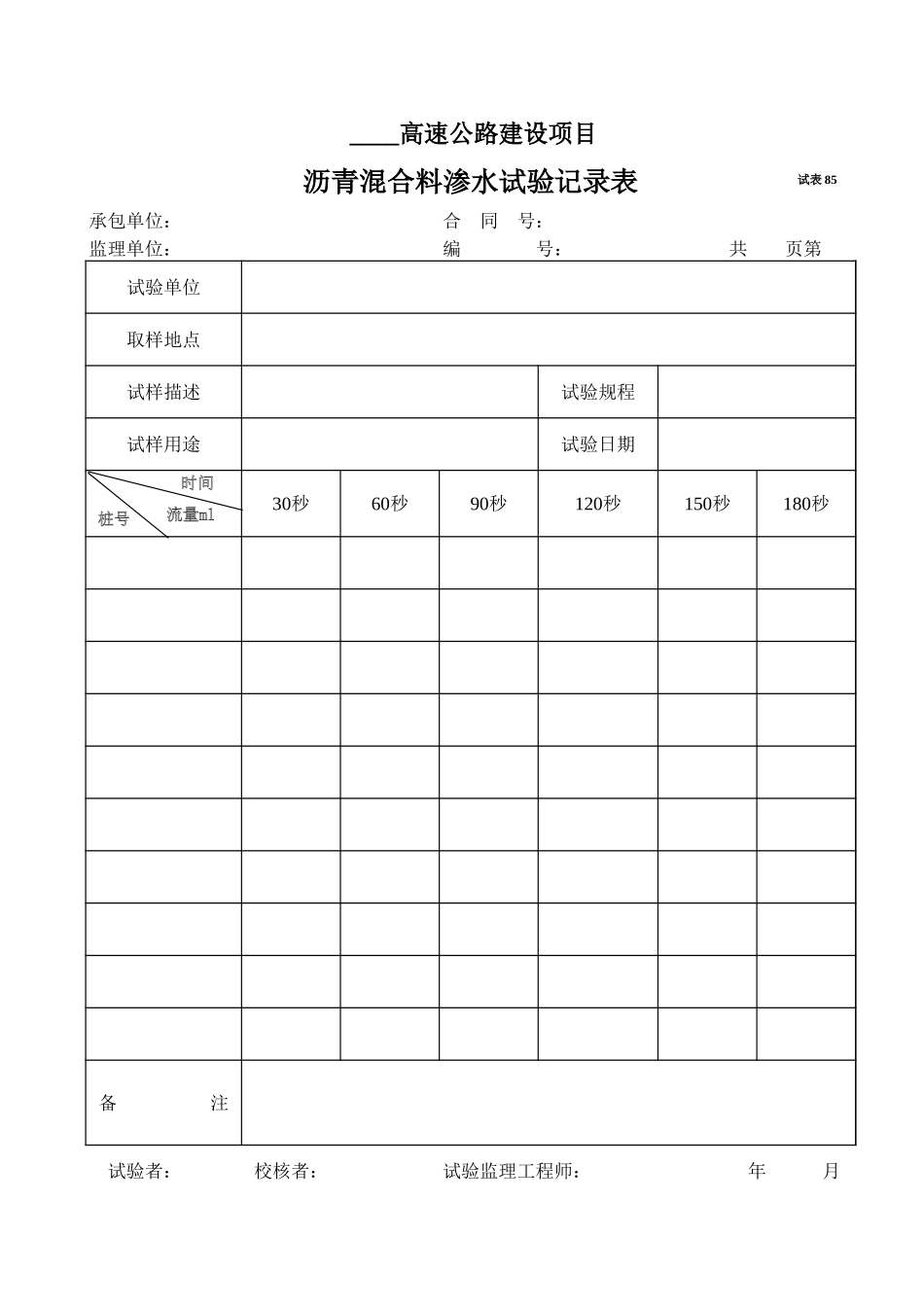 2025年工程资料模板：试表85.xls_第1页