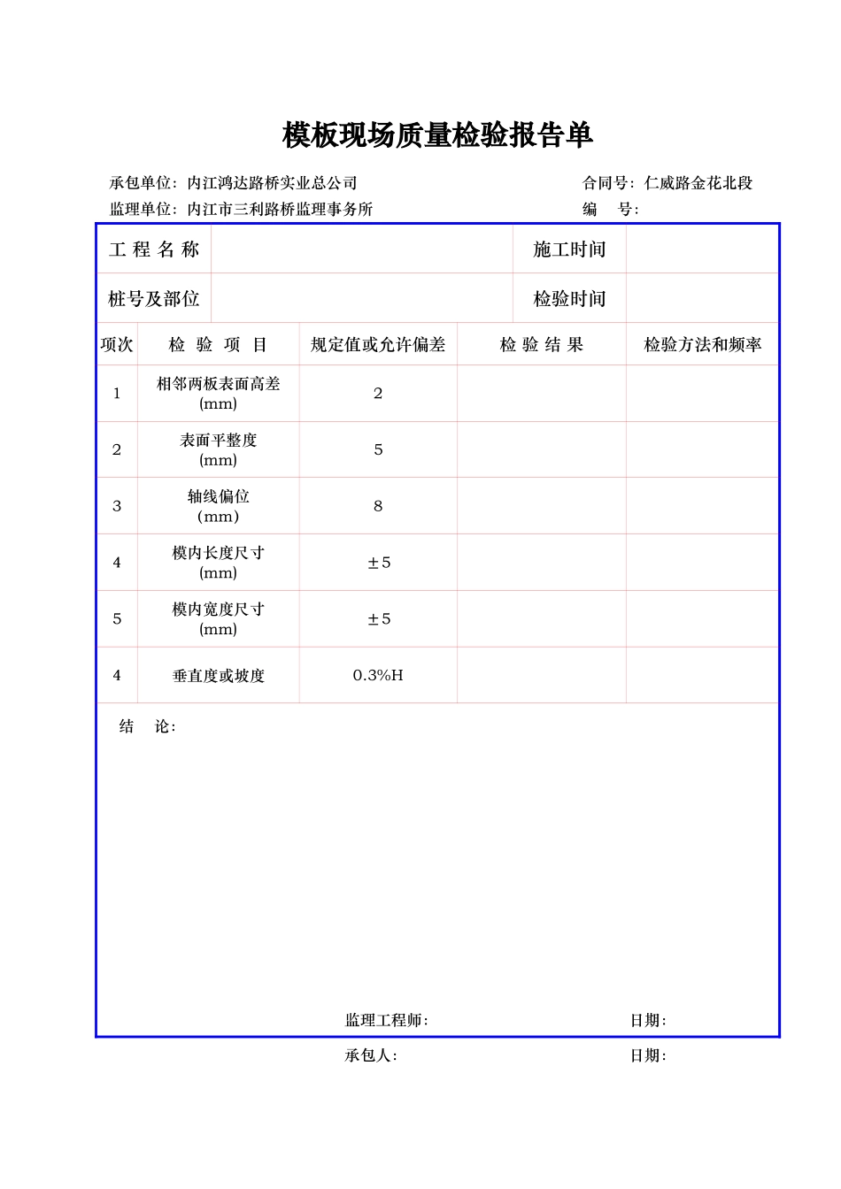 2025年工程资料模板：现浇模板.xls_第1页
