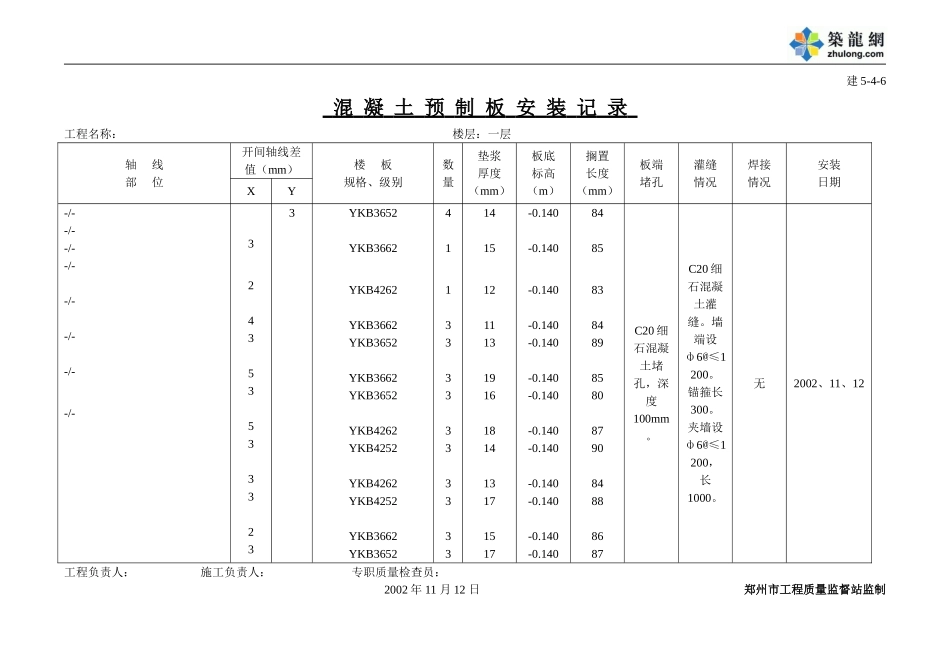 2025年工程资料模板：一层.doc_第1页