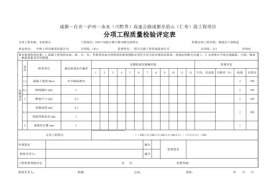 2025年工程资料模板:支座垫石.xls_第3页