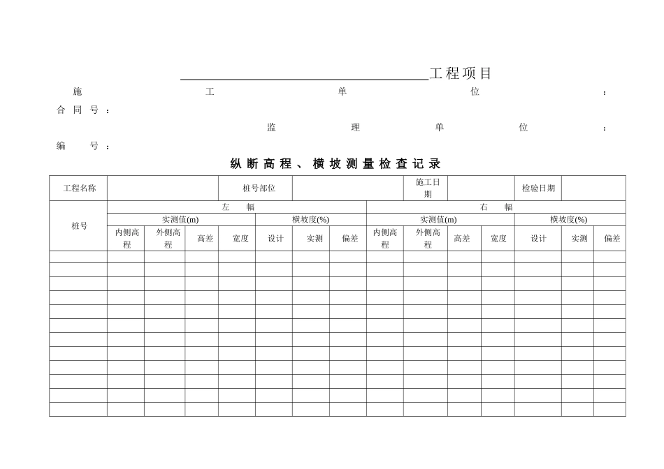 2025年工程资料模板：纵断高程等.doc_第1页