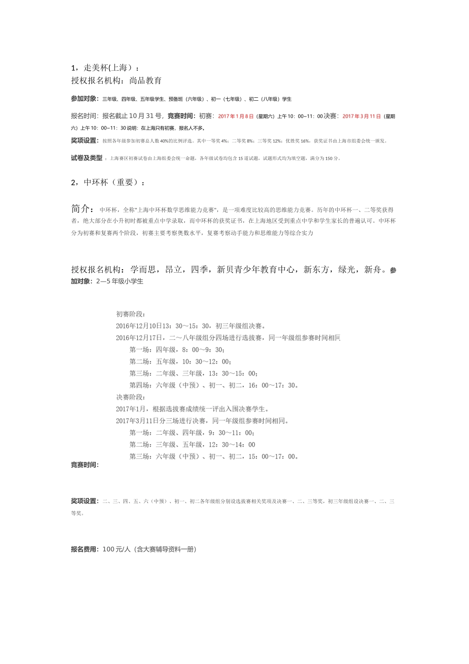 小学奥数：10、小学各大杯赛说明.docx_第1页