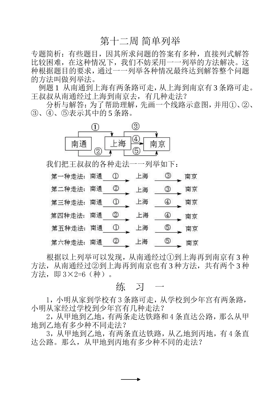 小学奥数：第十二周 简单列举.doc_第1页