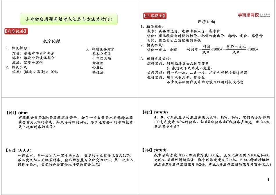 小学奥数:小升初应用题高频考点汇总与方法总结(下).pdf_第1页