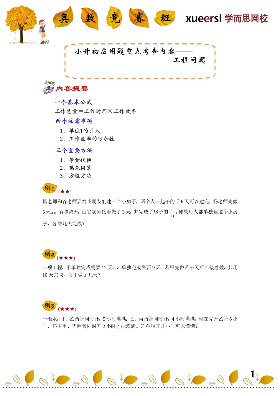 小学奥数：小升初应用题重点考查内容————工程问题.doc_第1页