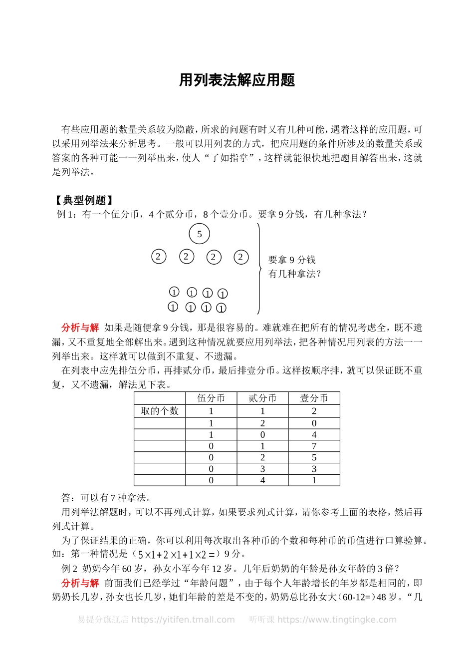 小学奥数:用列表法解应用题(含答案)-.doc_第1页