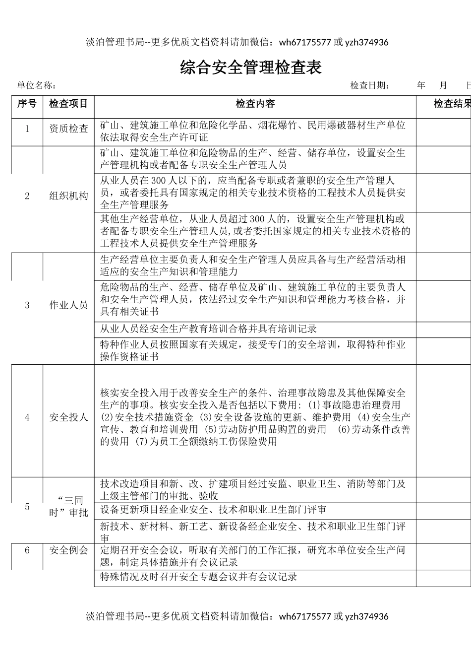 2综合安全管理检查表.docx_第1页