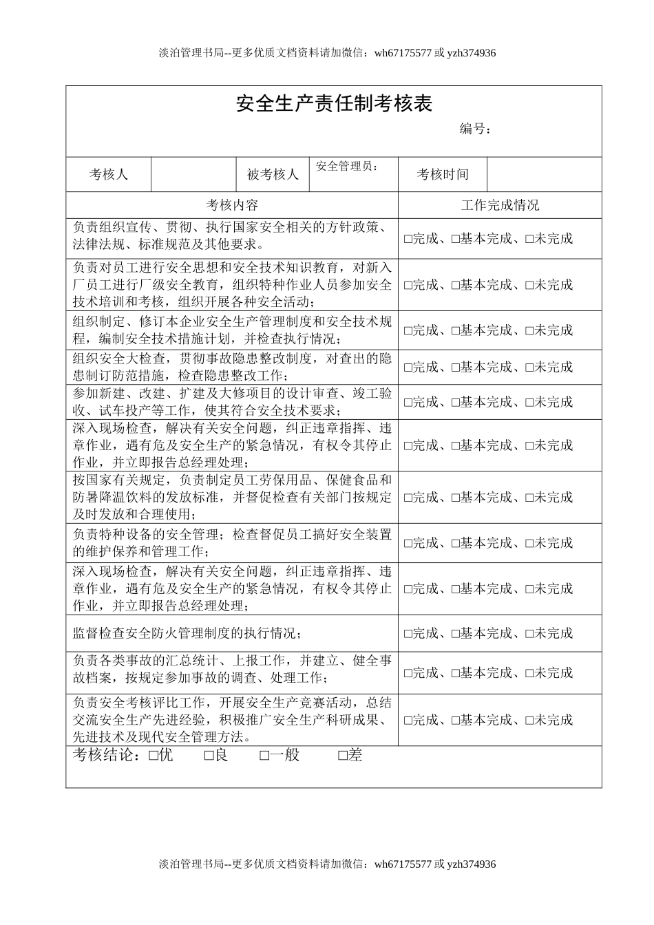 4.安全管理员安全生产责任制考核表.doc_第1页