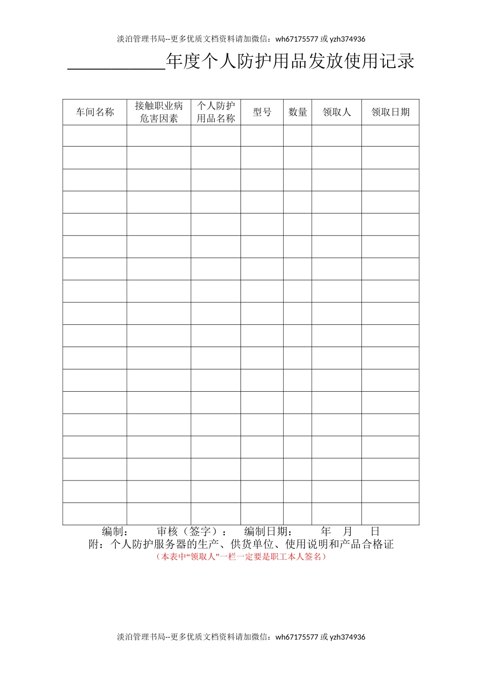 4.个人防护用品的采购计划与发放使用记录.doc_第2页