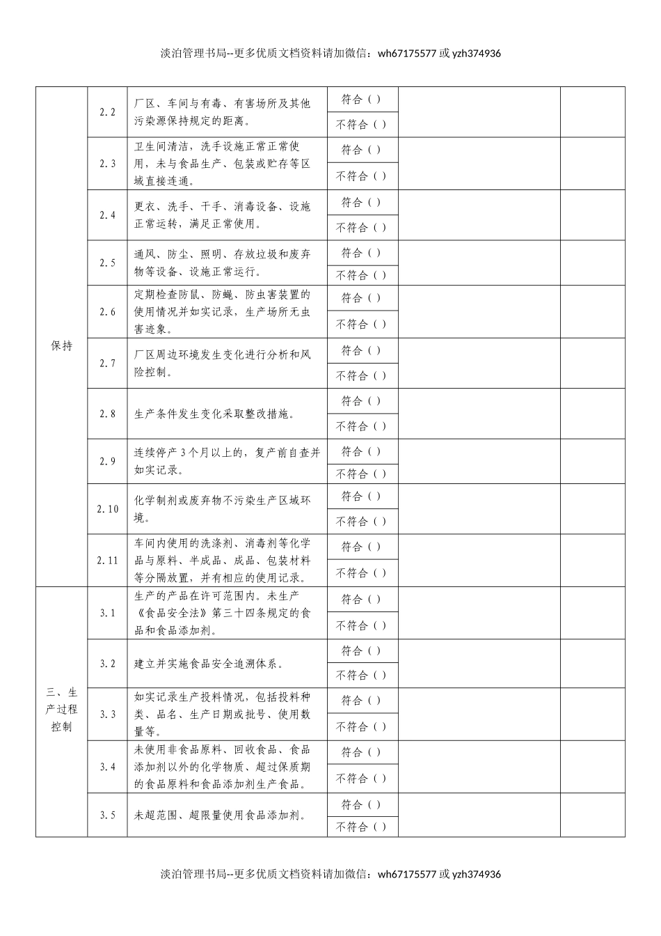 05-食品生产企业落实食品安全主体责任情况自查表.doc_第2页