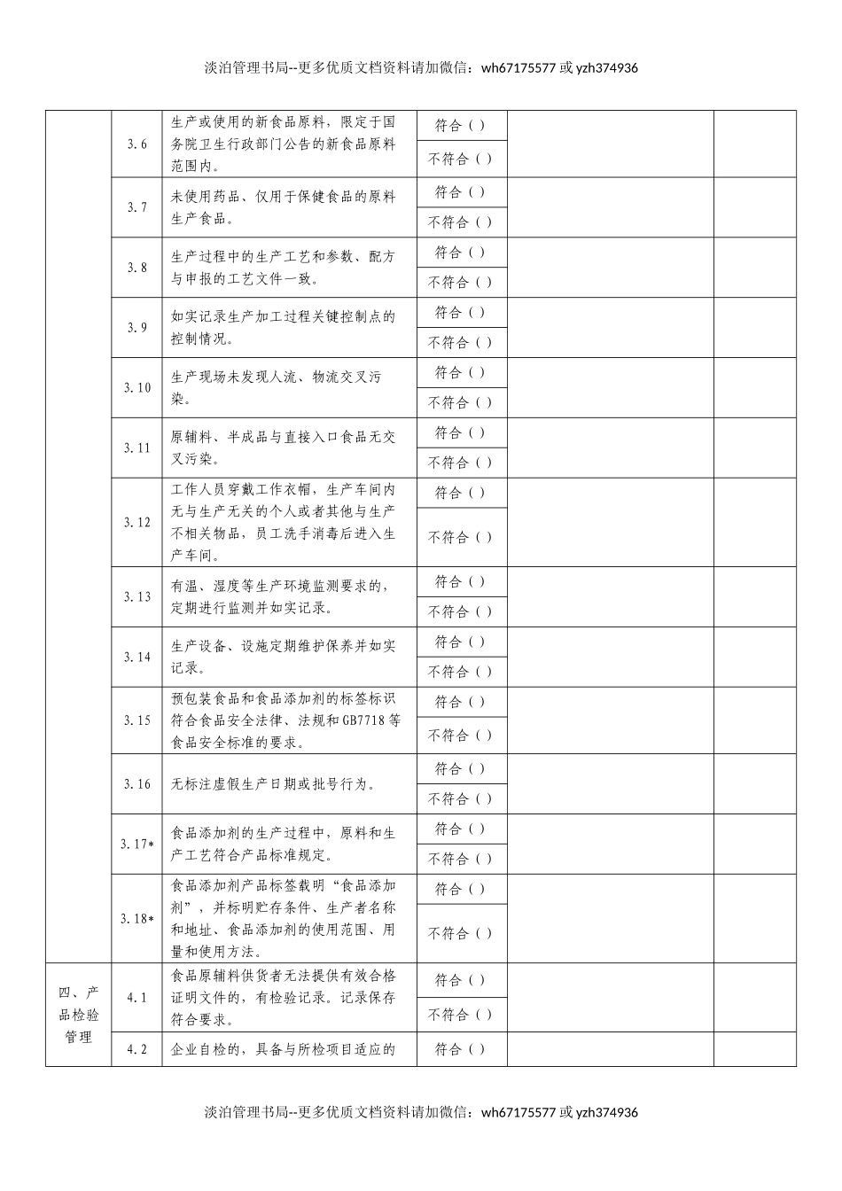 05-食品生产企业落实食品安全主体责任情况自查表.doc_第3页