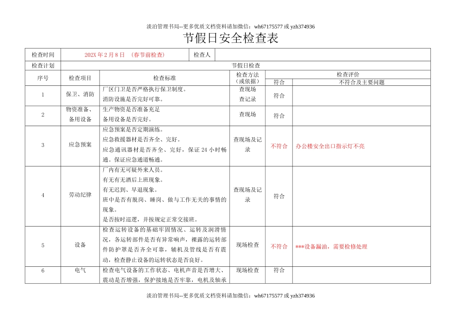 5.节假日安全检查表.doc_第1页