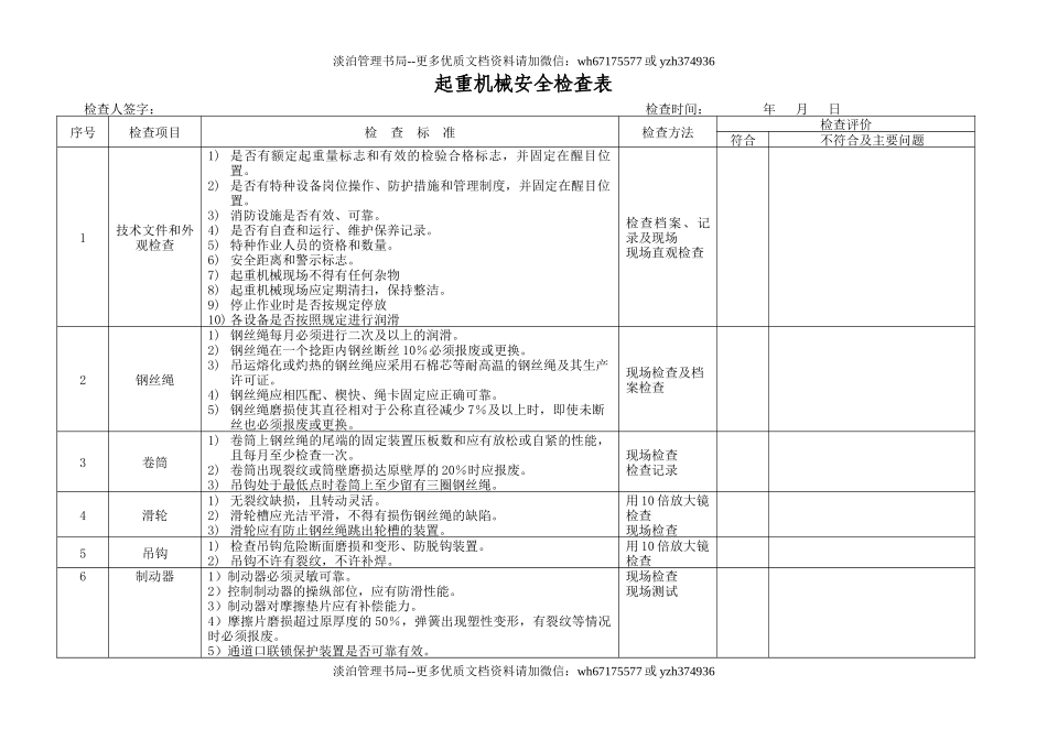6.特种设备安全检查表(企业不涉及的项可不填写)(每月检查一次).doc_第1页
