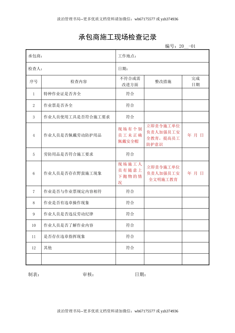7.4承包商施工现场检查记录.doc_第2页