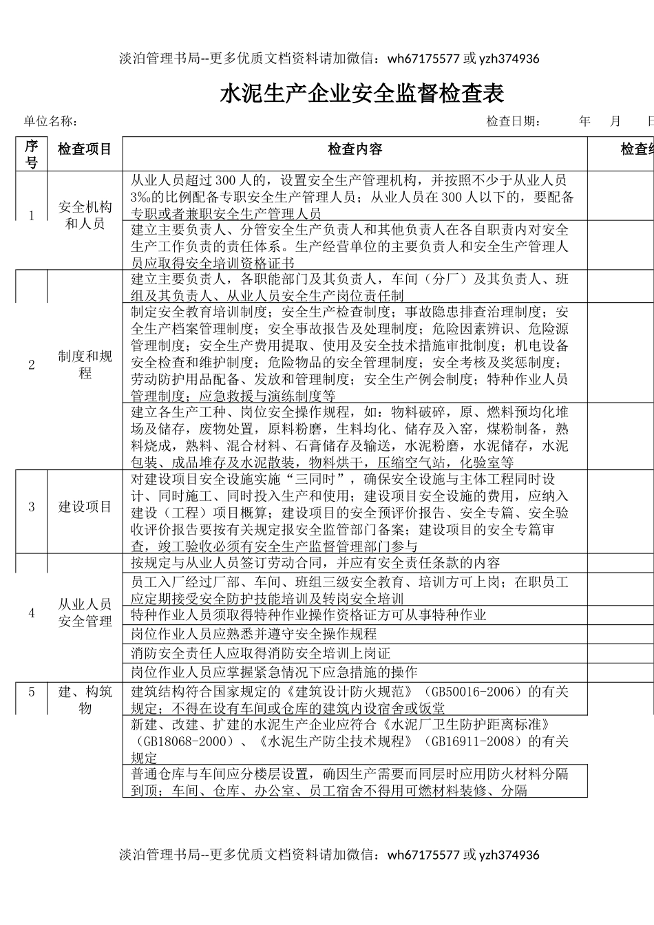 7水泥生产企业安全检查表.docx_第1页