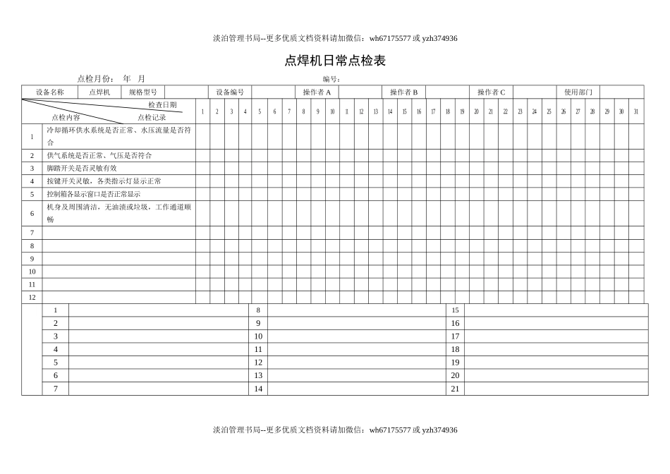 14.点焊机日常点检表.doc_第1页