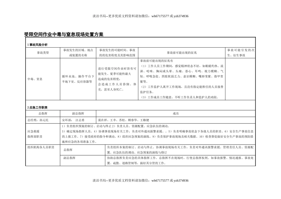 15 受限空间作业中毒与窒息现场处置方案.doc_第1页