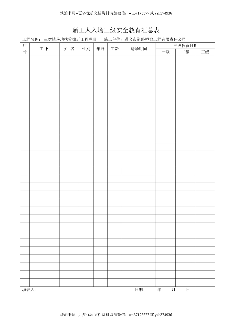 21-新工人入场三级安全教育登记表(可用).doc_第2页