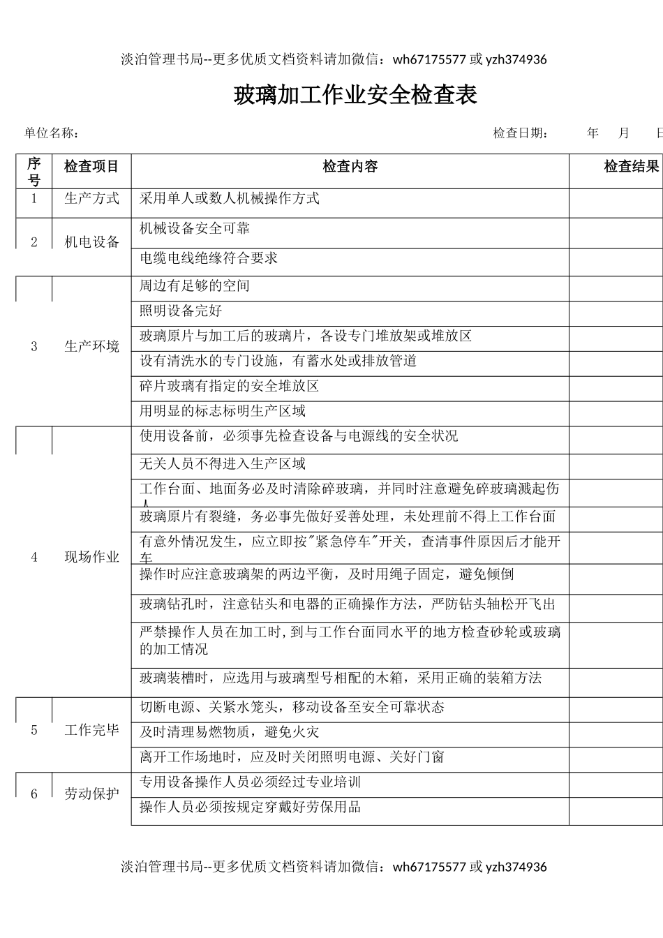 24玻璃加工作业安全检查表.docx_第1页