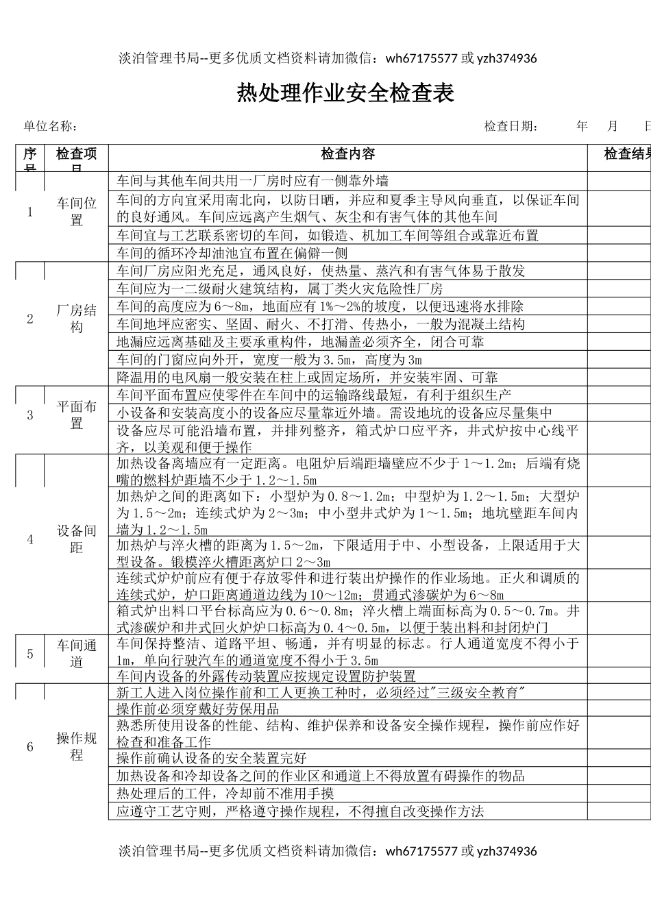 26热处理作业安全检查表.docx_第1页