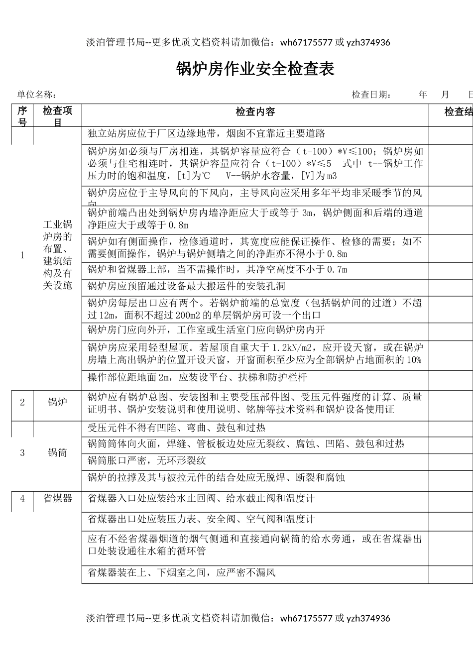 29锅炉房作业安全检查表.docx_第1页