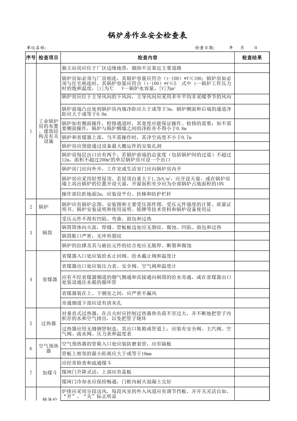 29锅炉房作业安全检查表.xls_第1页