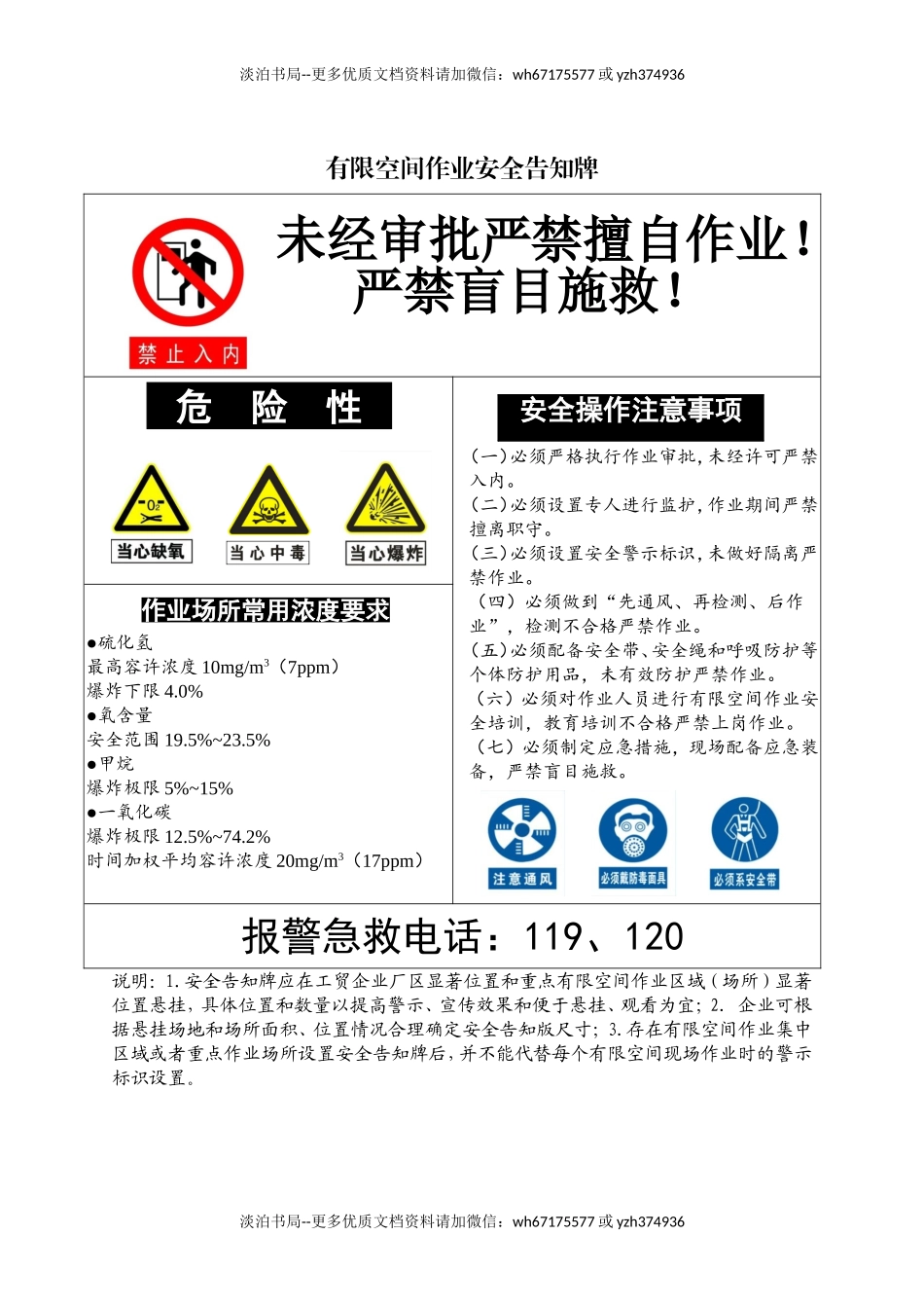 30 有限空间作业安全告知牌.doc_第1页