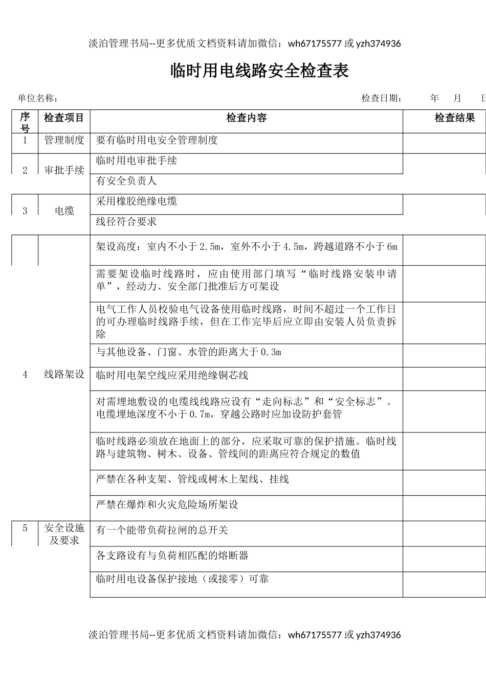 30临时用电线路安全检查表.docx_第1页