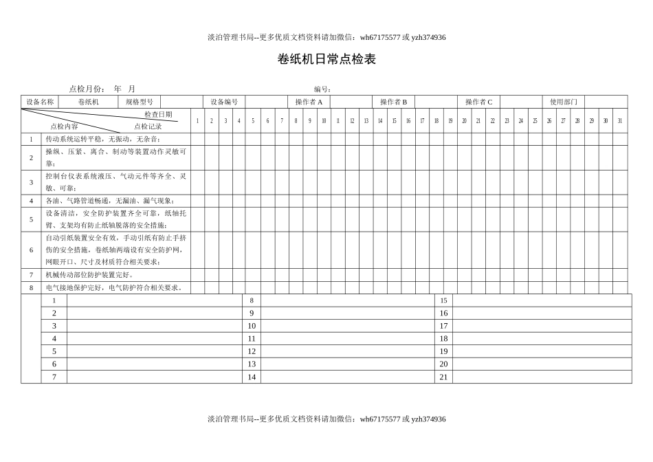 31.卷纸机日常点检表.doc_第1页