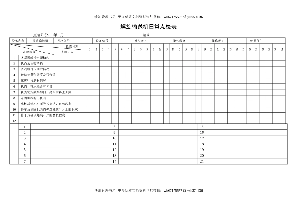 34.螺旋输送机日常点检表.doc_第1页