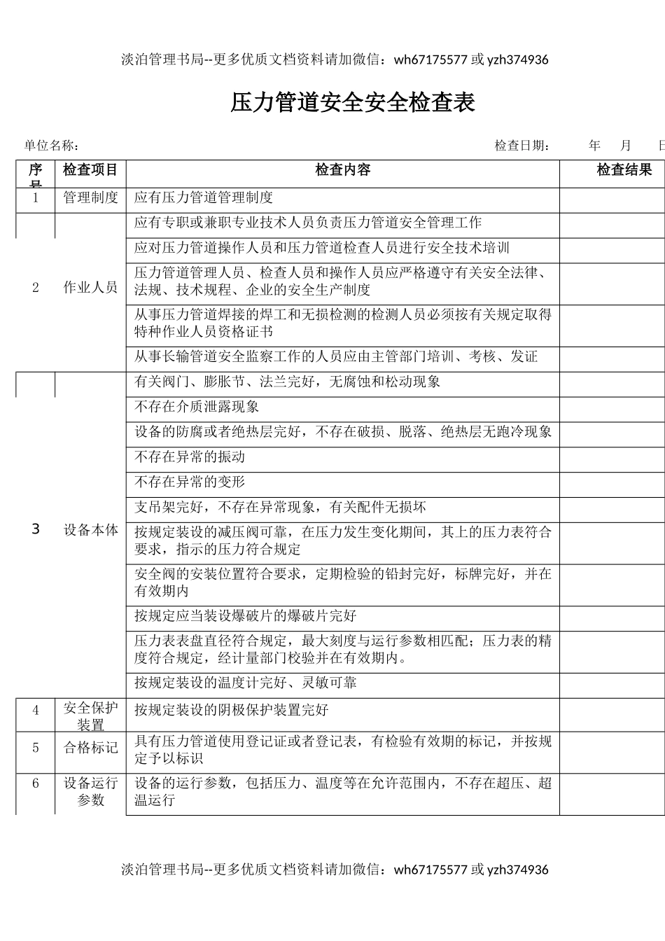 37压力管道安全检查表.docx_第1页