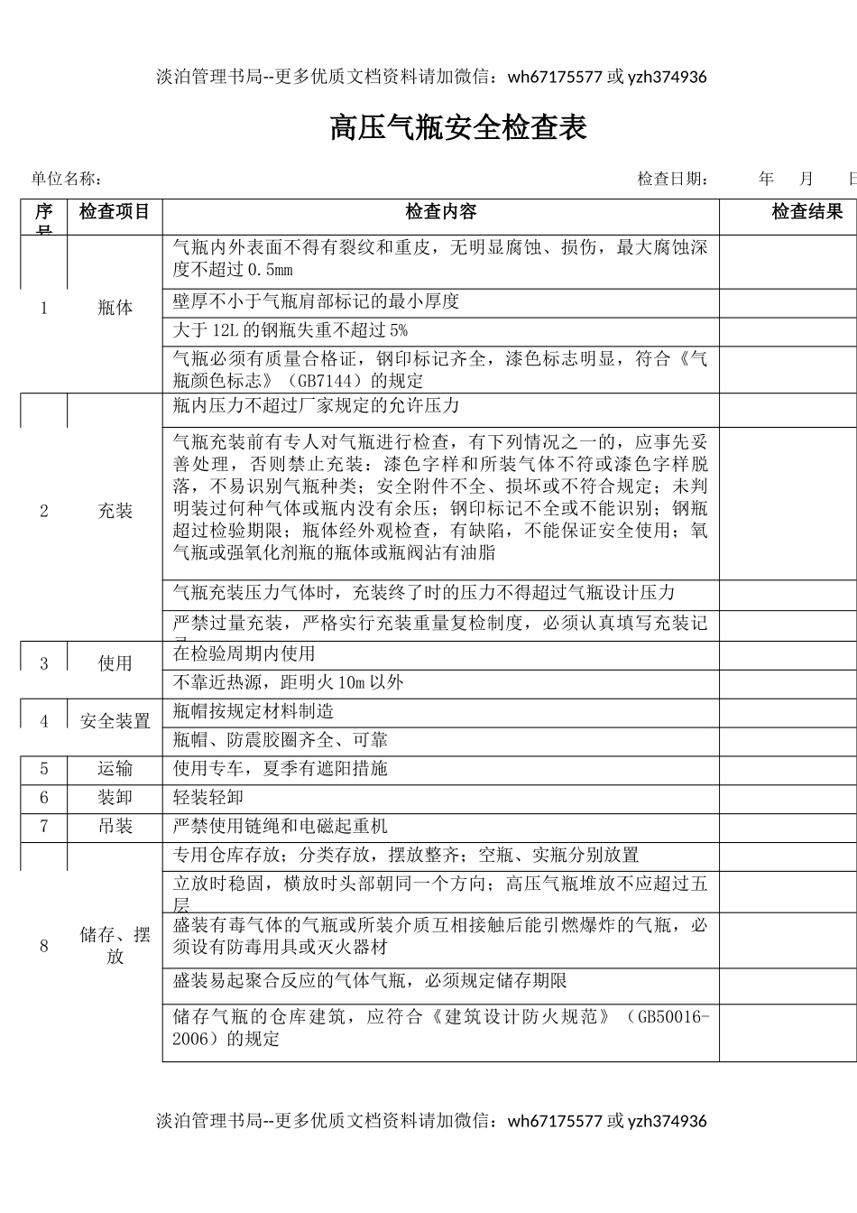 38高压气瓶安全检查表.docx_第1页