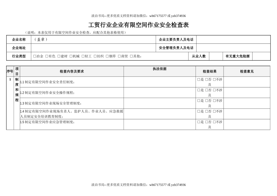 39 有限空间作业安全检查表-.doc_第1页
