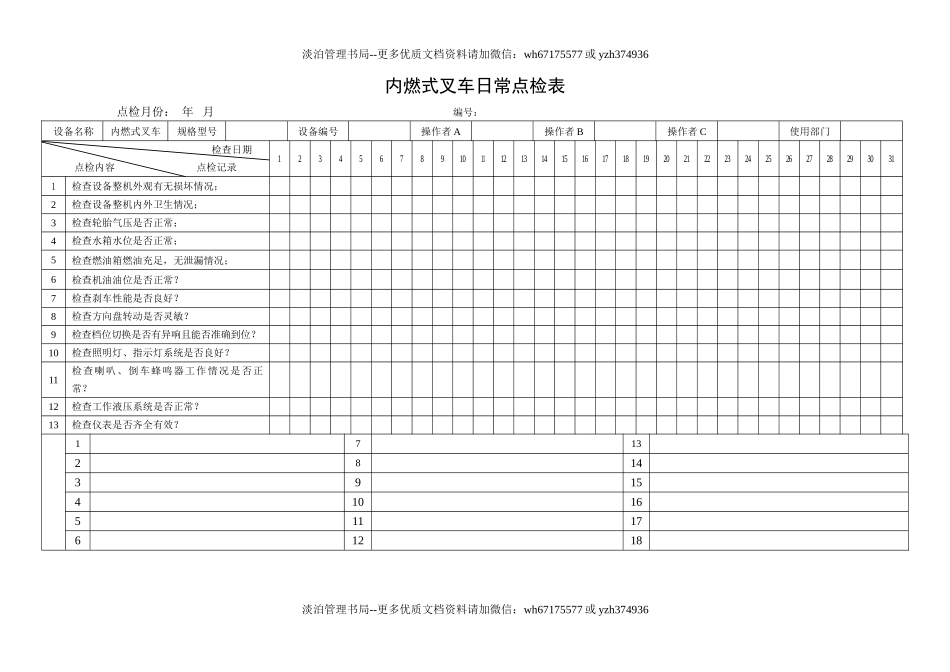 39.内燃式叉车日常点检表.doc_第1页