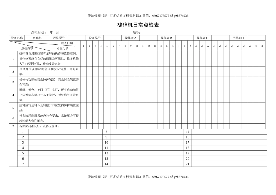 43.破碎机日常点检表.doc_第1页